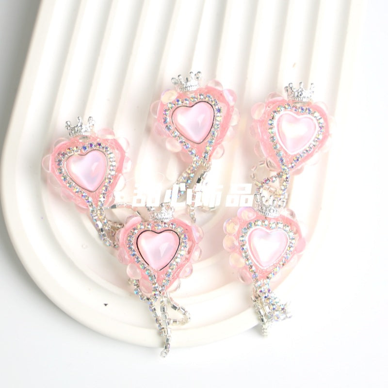 Wholesale Cat Eye Love Crown Beads Full of Diamond Tassel Acrylic Beads